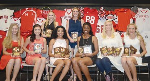 The Loyd Star girls’ basketball team was honored during its athletic banquet. Players receiving awards were (seated, from left) Lydia Britt, Best Free Throw Shooter; Caylee Grace Yarborough, Most Improved; Toni Banks, Most Assists, Most Three Point Shots Made, Best Free Throw Shooter, Senior Award; Jordan Shelby, Most Assists, Best Defensive Player, All-Lincoln County, Senior Award; Hannah Dickerson, Most Blocked Shots, Best Attitude, All-Lincoln County, Senior Award; Makenzie Smith, Most Valuable Player, Best Rebounder, Best Offensive Player, All-Lincoln County; (standing) Faith Bergeron, Miss Hustle; and Katie West, Scholastic Award.