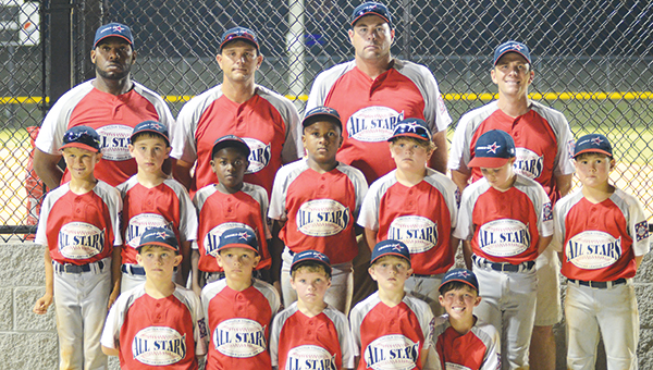 Photo by Anthony McDougle/ The 8-year-old Lincoln American All-Stars finished in second place in the state tournament after an 11-0 loss to Columbia in the championship game. The team will now advance to the Dixie Youth World Series in Laurel. The World Series will begin July 30 with Lincoln representing Mississippi in the AA(machine-pitch division). Members of the team are Glenn Lewis, Seth DeGeorge, Carter Palmer, D.J. Washington, Wilson Calcote, Cole Spencer, Dawson White,Graham Smith, Ladarious Jackson, Bram Wolfe, Walker Brady and Casen Easterling. The Americans head coach is Shane Easterling. Assistant coaches are Colby Calcote, Jaymie Palmer and Durrell Washington.
