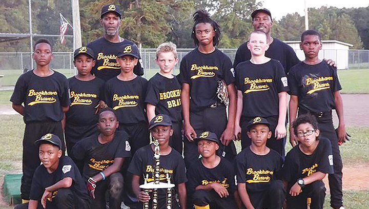 Photos submitted/ The Brookhaven Braves won the Dr. A.L. Lott little league championship earlier in the season and also competed in the Little League All-Star tournament in Hattiesburg last month. Team members are, bottom row, from left: Dequane Fox, Dominique Smith, Angel Wilkerson, Chris Bolian, Andrew Nelson and Anthony Perkins Jr. Top row: Malchi Clark, Zackary Washington, Javiontre Thadison, Garret Carwyle, Edward Wells, Jr., Jacob Rushing and Kermit Sartin Jr. Coaches are Kermit Sartin Sr. and Greg McNulty .