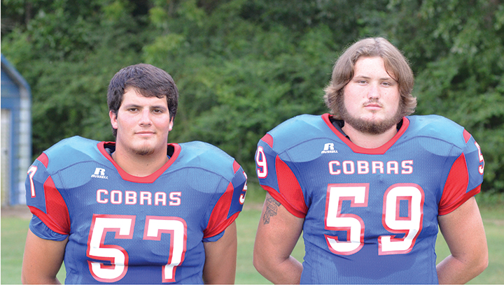 Photo by Anthony McDougle/ Matthew Craft (left) and Bobby Pritchard look to lead the way on the offensive and defensive lines for the Wesson Cobras in 2016.