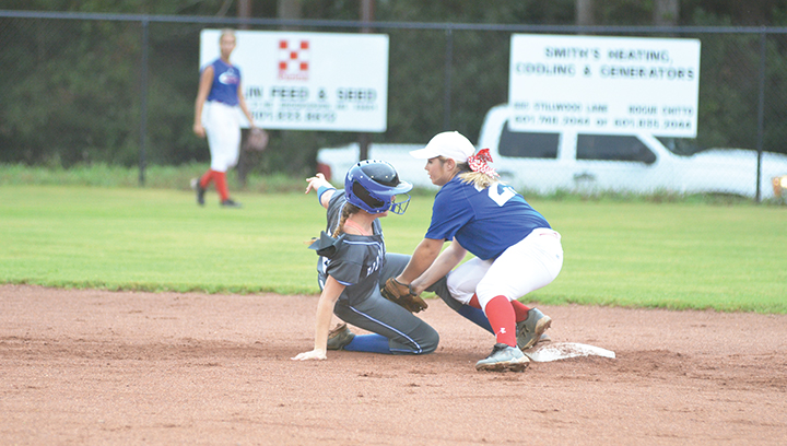 Photo by Anthony McDougle/ Brookhaven Academy’s Kailyn Jordan slides safely into second base during the Cougars game against the Copiah Academy Colonels Thursday night. Jordan hit two doubles in the game.