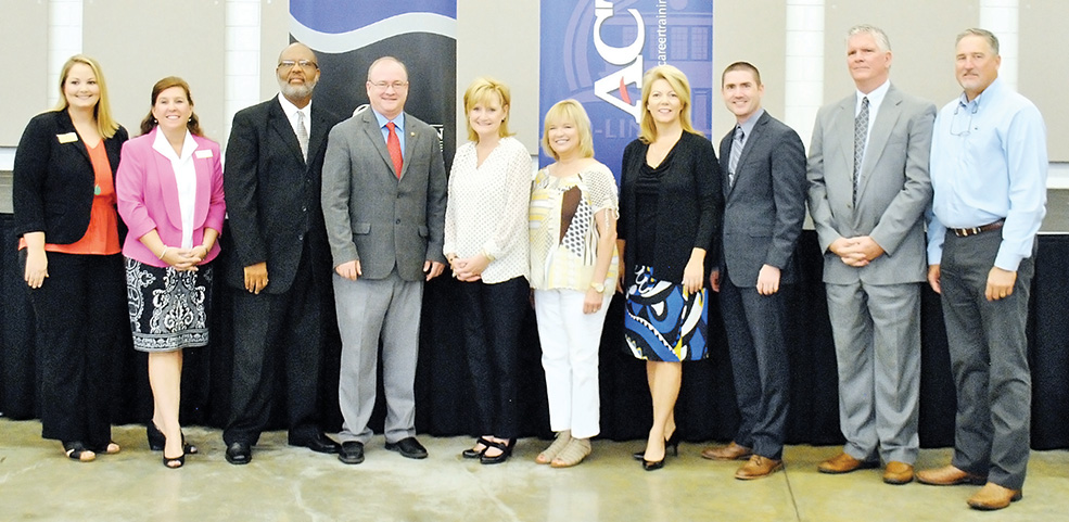 Photo submitted/Jackie Martin, Jane Hulon, Dexter Holloway, Ronnie Nettles, Cindy Hyde-Smith, Becky Currie, Sally Doty, Bobby Rush, Kenny Goza and Vince Mangold all gather for a photo Monday at the conclusion of the launch for an initiative to make Brookhaven and Lincoln County a Work Ready Community.