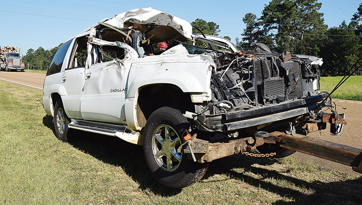 Photo by Bill Perkins/One person was killed in a traffic accident Wednesday morning on Hwy. 84 in Franklin County just west of the county line, authorities said. The crash happened in the eastbound lane and involved an SUV and alog truck, said Cpl. Brandon Fortenberry of the Mississippi Highway Patrol.