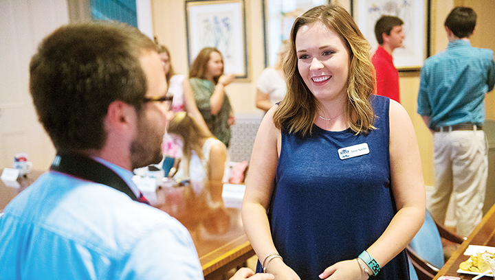 Photo submitted/Jamie Sproles, of Brookhaven, one of just 30 students enrolled in the freshman class of the Mississippi Excellence in Teaching Program at the University of Mississippi, recently met with faculty and administrators during the program’s orientation at the Lyceum.
