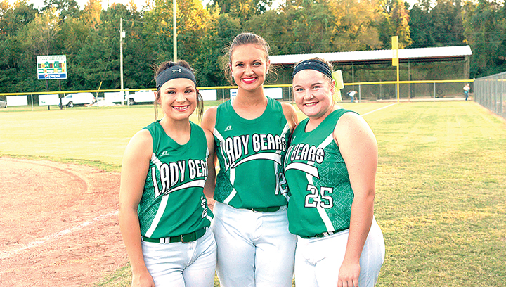 Photo by Teresa Allred /West Lincoln seniors Sara Jane Doty (left), Makennah Redd and Anna Brooke Davis were honored Thursday on the Bears’ senior night.