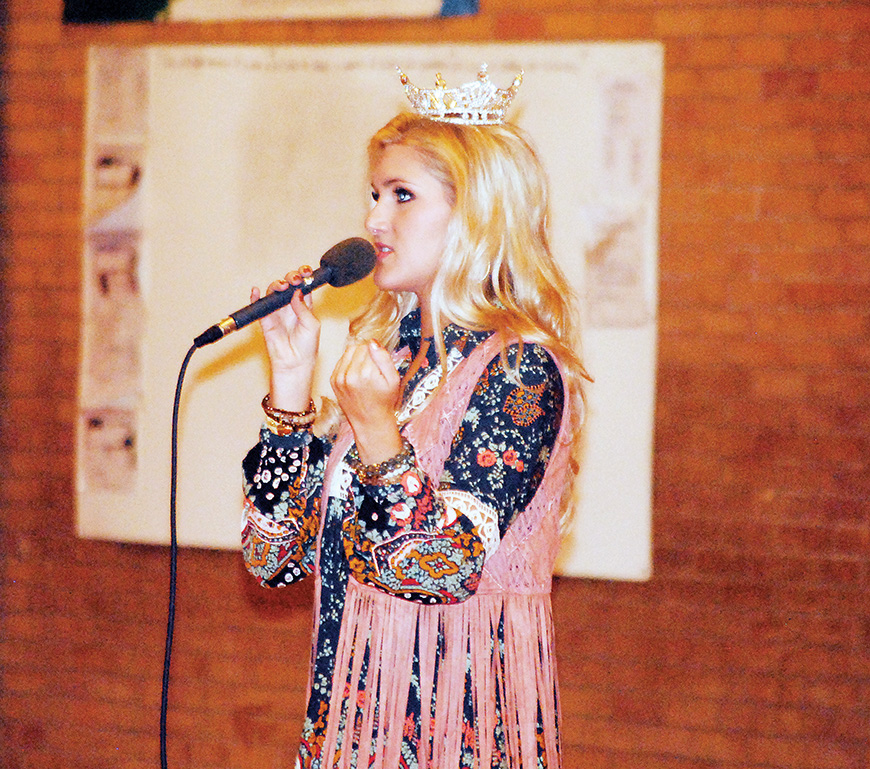 Photo by Aaron Paden/Miss Mississippi Laura Lee Lewis recently spoke to students at Lipsey School and Brookhaven Academy on behalf of the Servitium Club, an organization dedicated to serving the children of Lincoln County.