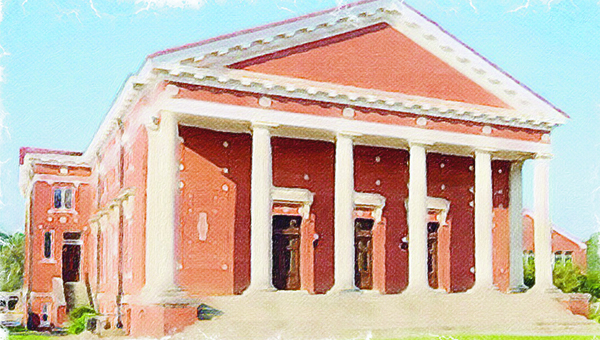 Photo submitted / A watercolor of the current First United Methodist Church building. The church will be celebrating the 100th anniversary of the laying of the cornerstone Dec. 11.