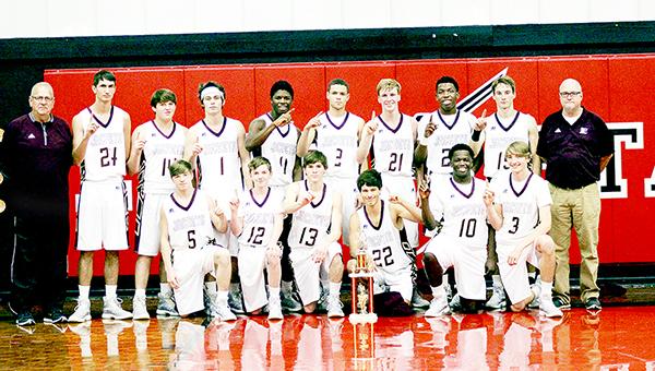 Photo by Nikki Diamond/The Enterprise team is: kneeling: Cody Leggett, Tyler Leggett, Hunter Bland, Austin Burns, Dylan Vaughn, Trevor Freeman; standing: assistant coach John Paul Williams, Ryan Amic, Peyton Jergins, Toby White, Darrin Richardson, Cade Feltus, Austin Carter, Dwayne Pendleton , Zack Hodges and head coach Shane Adams. I need to know why it wasn't done so I can give an explanation to Lance Moak at Brookhaven Funeral Home as to why it wasn't in today's paper.
